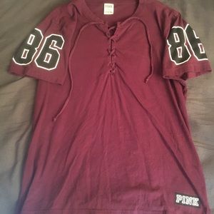 Victoria’s Secret Pink Oversized Lace Up Tee